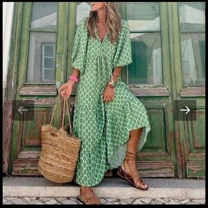 Bohemian Beauty Green Maxi Dress